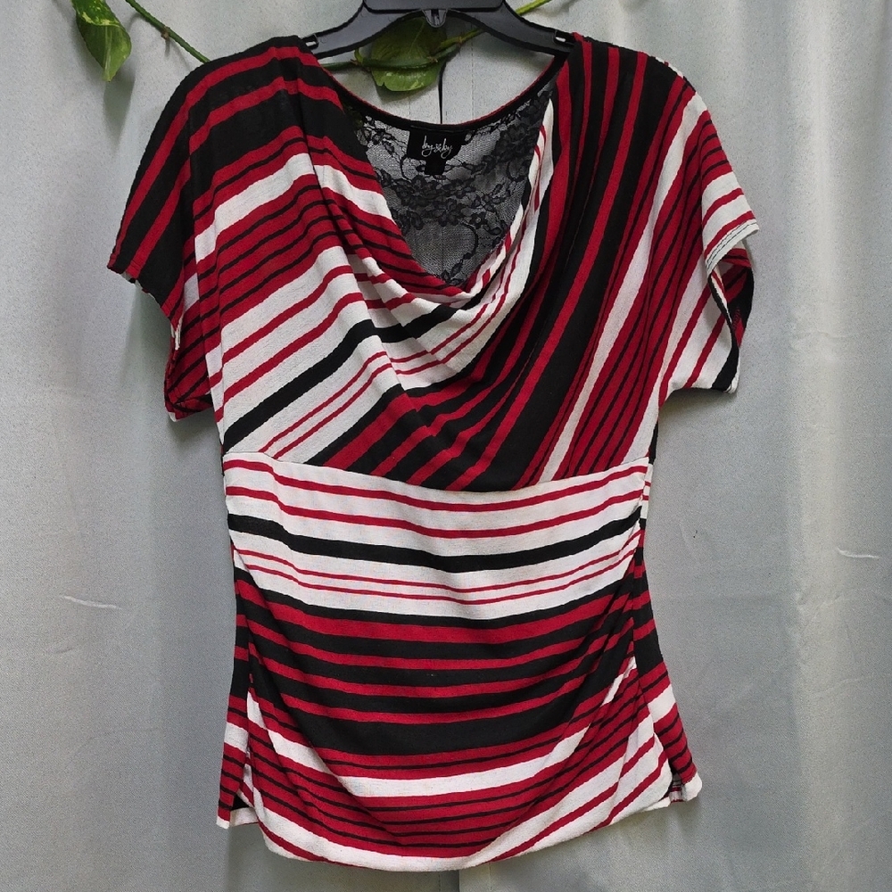 by & by Red and Black Striped Blouse